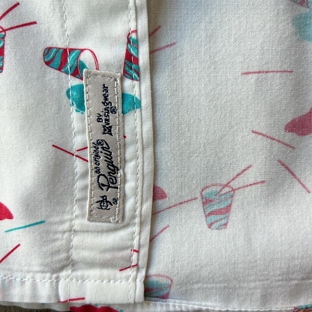 Original Penguin Shirt White Cotton Slurpee Short Sleeve Button Up Size Medium - Picture 9 of 13